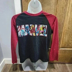Marvel Long Sleeve Crew Neck Top Hulk Thor Woverine Graphic Tee Youth Size L